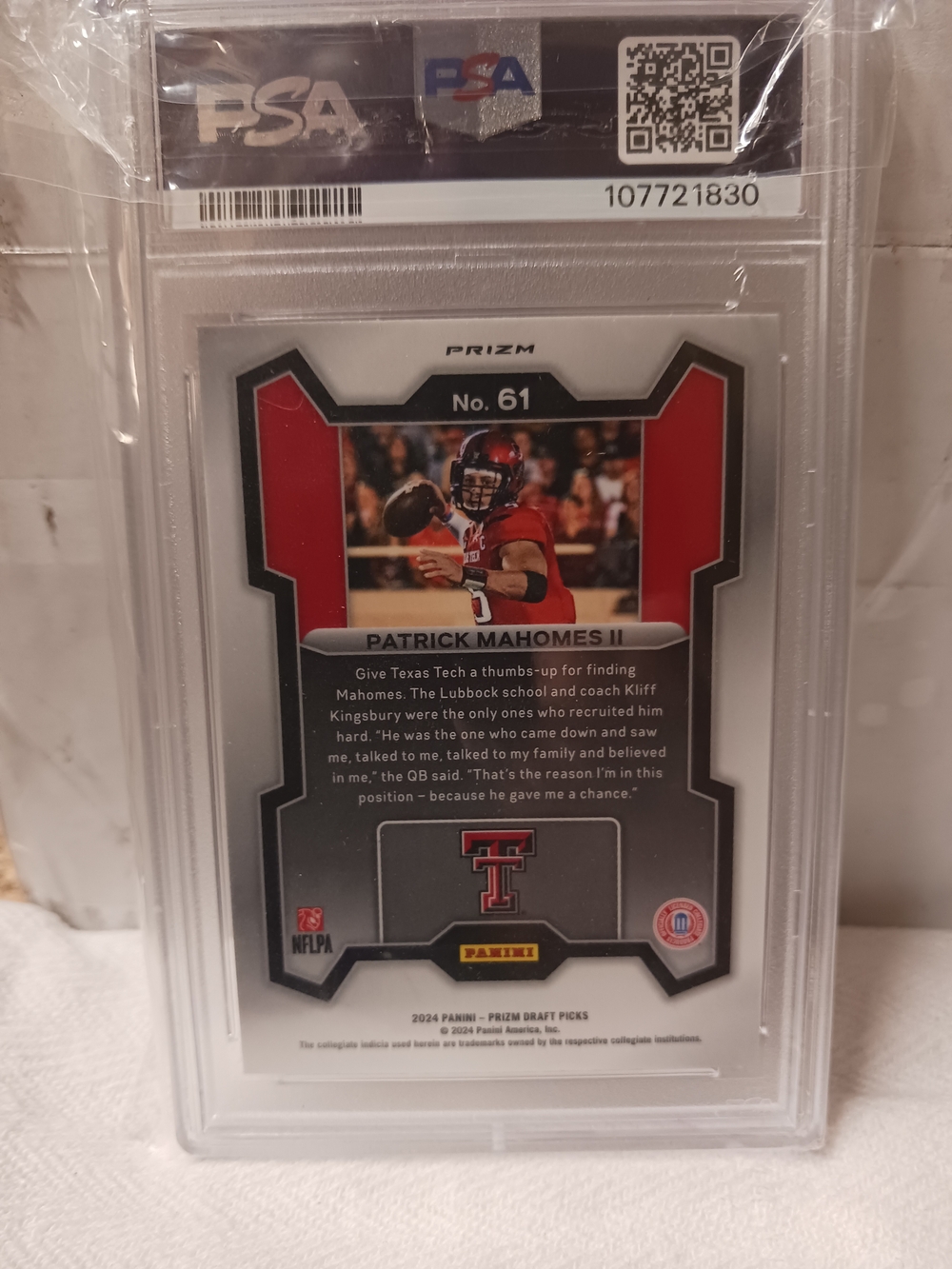 Patrick Mahomes II 2024 Prizm Draft Picks Red Ice Football Card PSA 9 - Picture 4 of 4